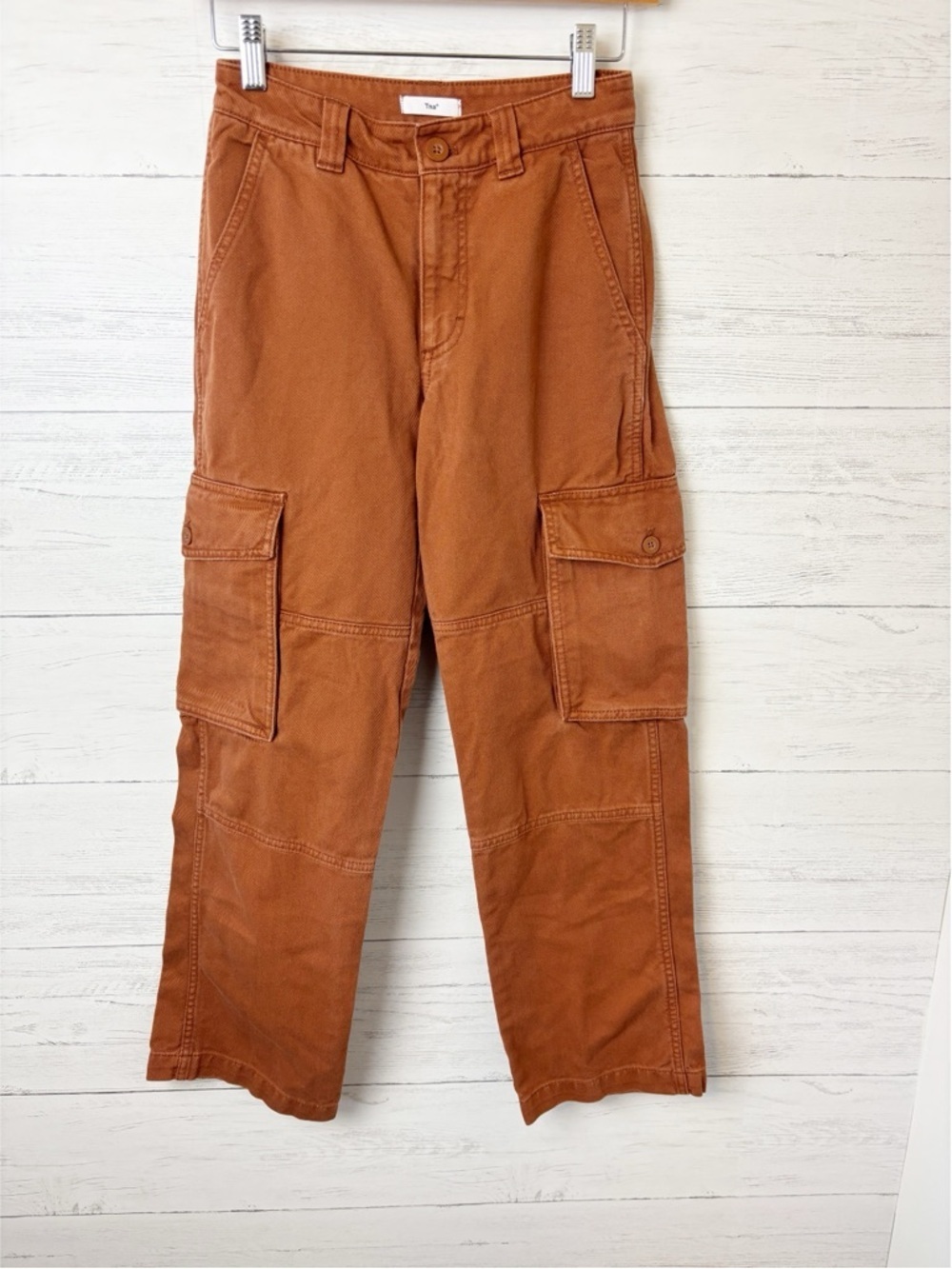 Aritzia TNA Troop Cargo Pant in Garment Dyed Warm Umber 00 - MidRise 100% Cotton - Picture 3 of 12